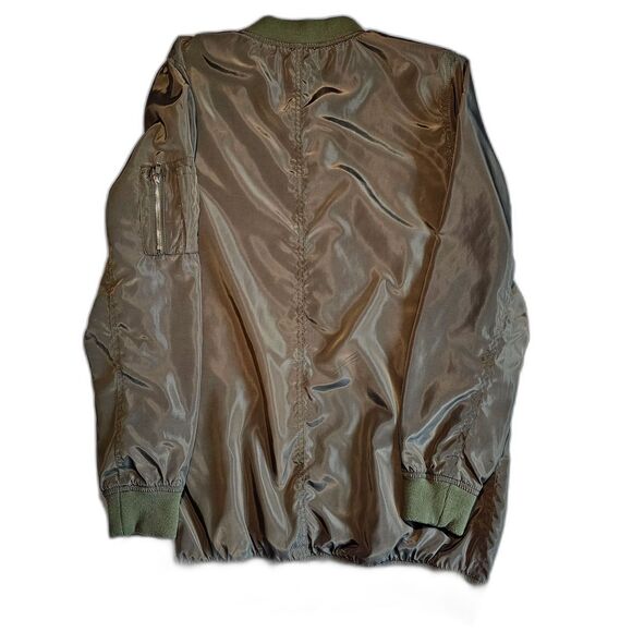 Better Be Shiny Bomber Jacket in Olive Green Zip up w Pockets sz M - Picture 2 of 7